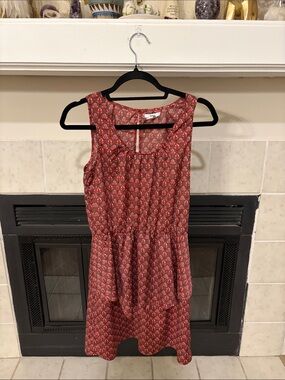 Bar III Rust-Red Printed Sleeveless Mini Dress